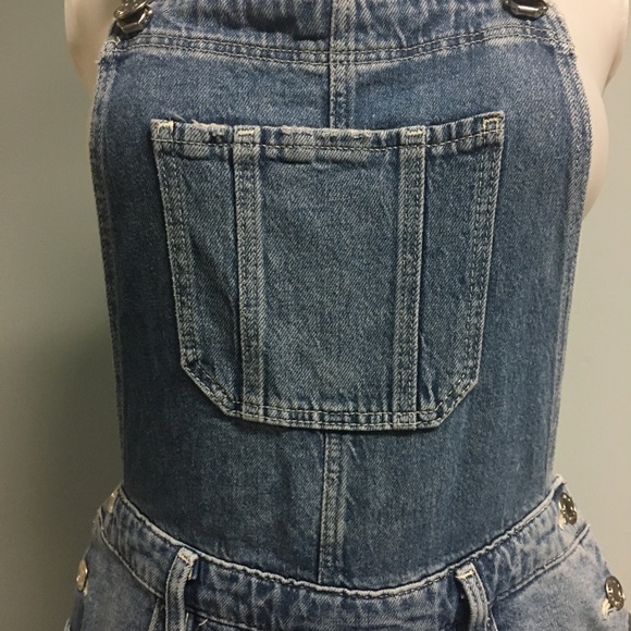 H&M Distressed Blue Denim Overall Jean Shorts - Picture 4 of 12